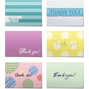 (96pcs) Thank You Cards Set, Includes Blank Cards & Envelopes with Stickers, 4x6